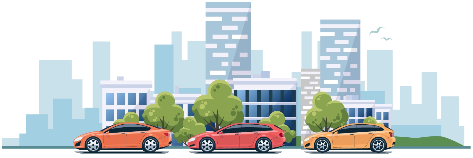 cars with city background